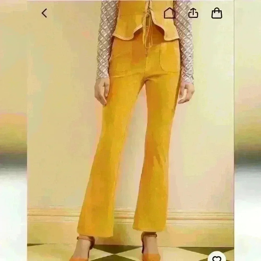 CIDER Pastel Yellow Plaid Flares SIZE SMALL